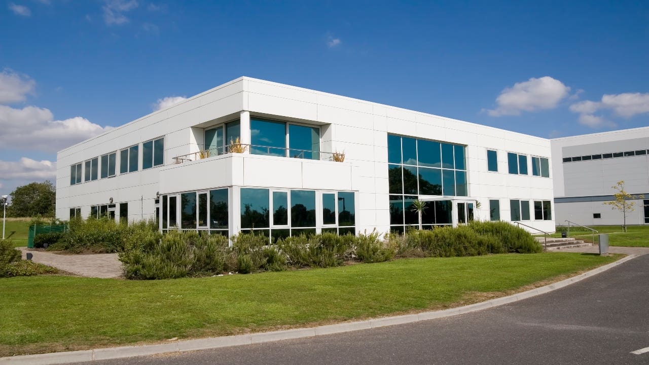A two-story commercial office building